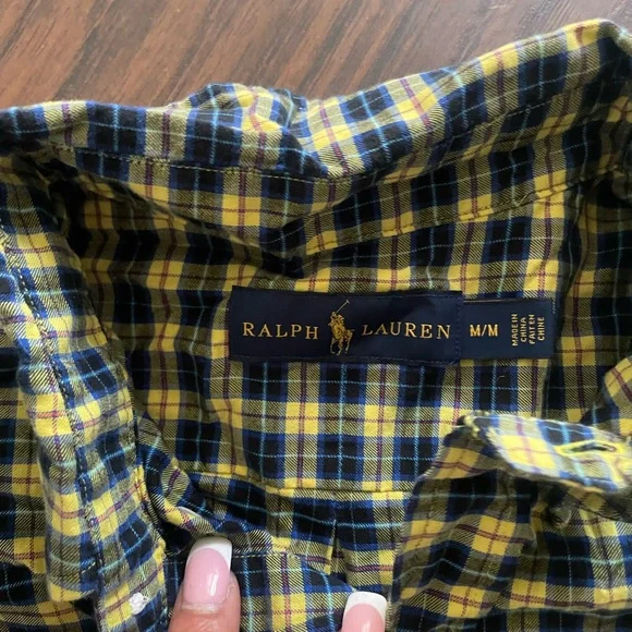 Ralph Lauren Yellow and Blue Plaid Shirt - Picture 3 of 3